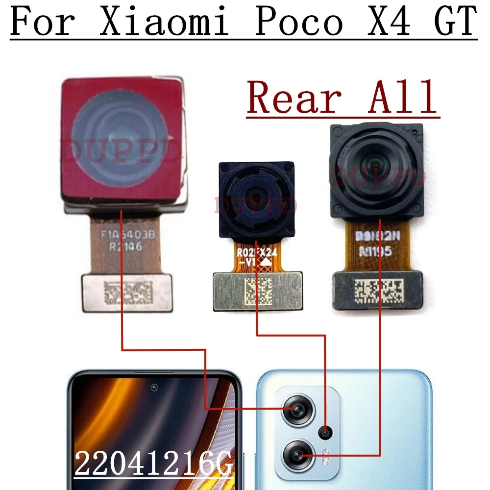 Front Rear Camera For Xiaomi Poco X4 GT X4GT 22041216G Selfie Frontal Back Main Camera Module Flex Repair Spare Parts