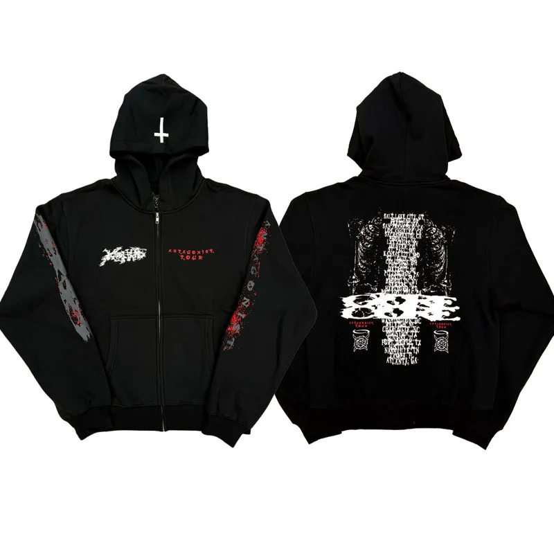 

Ken Carson Upside down Cross gonist20tour Merch Zipper Jaet Loose Fit Long Sve Hoodie Youth Trend Autumn Cotton Poly...