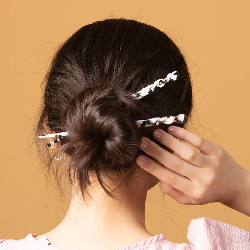 Chinese Style Hair Sticks Vintage Acetate Resin Chopstick Women Hairpins Hair Clip Pin Headwear Wedding Hair Jewelry Accessories