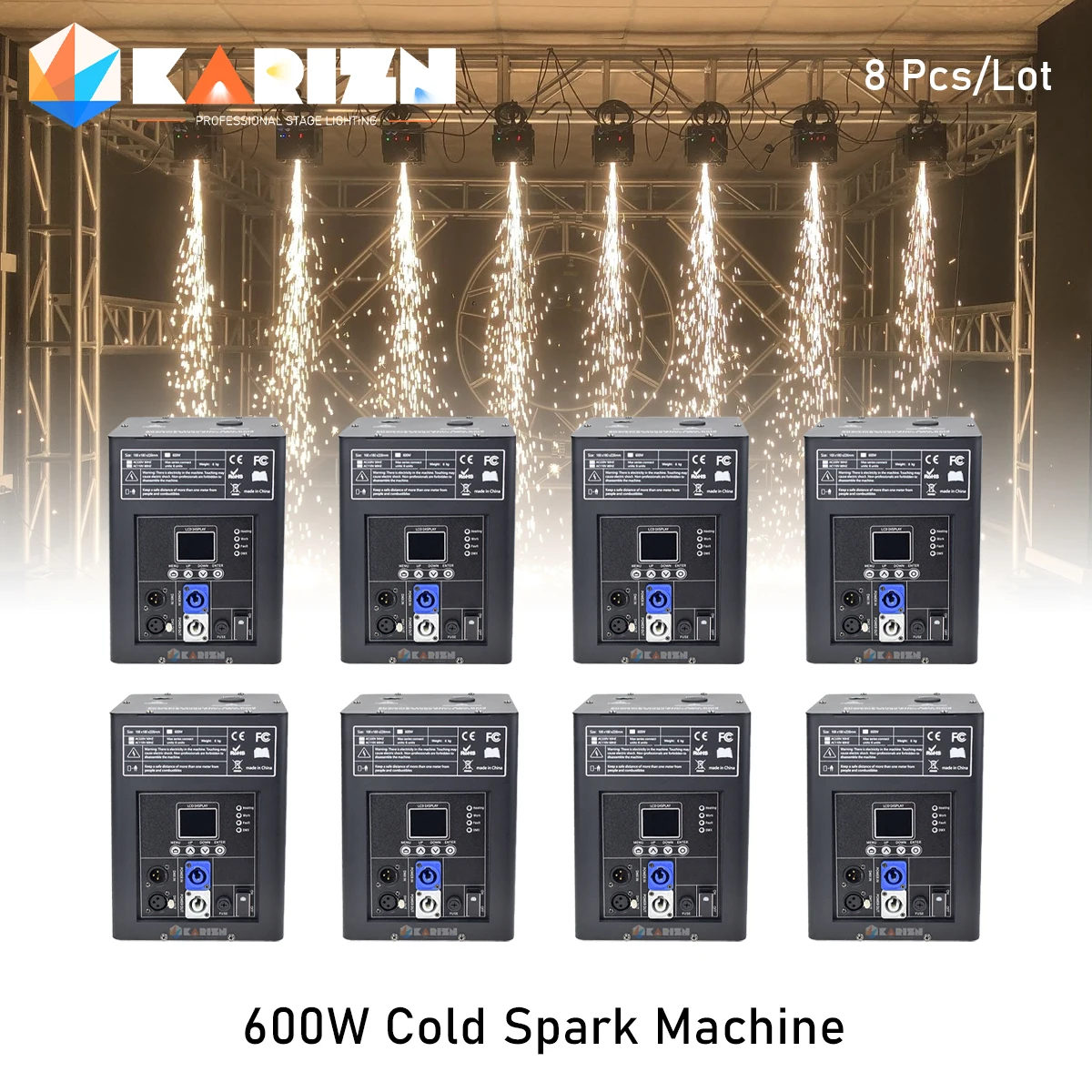 

0 Tax 8Pcs 600W Cold Spark Fountain Machine DMX Remote Control Special Effect Machine For Dj Bar Disco Wedding Party Chrismas