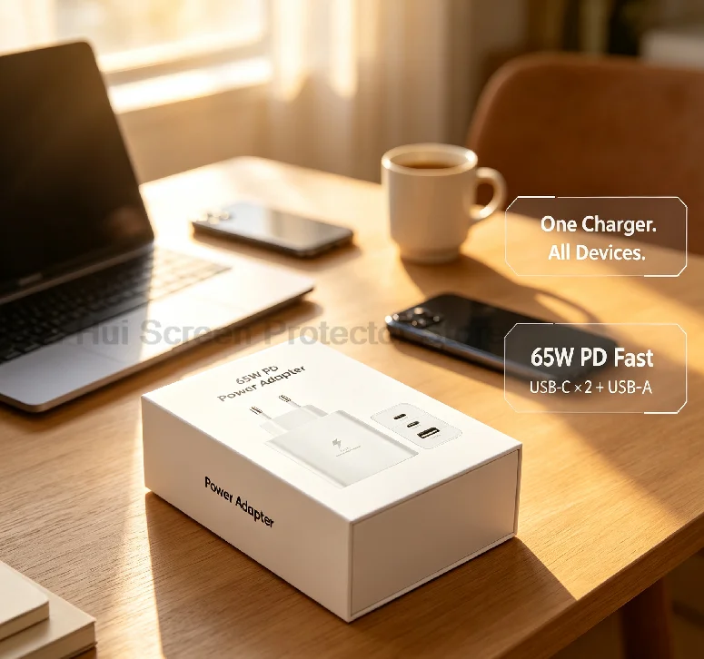 ポータブル65w-pd-gan急速充電器パワーアダプター-トリプル2-usb-c-1-usb-a-マルチデバイス充電-euプラグ-iphone、ノートパソコン、android対応