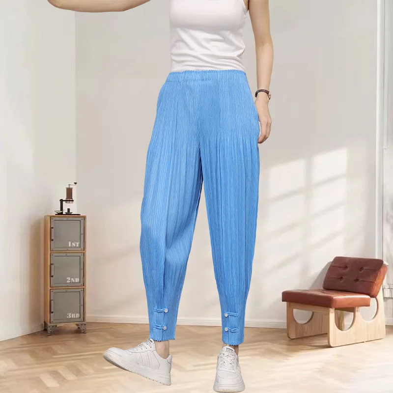 

Плиссированные шаровары Miyake, весна-лето 2024, женские популярные стильные тонкие и тонкие леггинсы Miyake Design Sense OY50