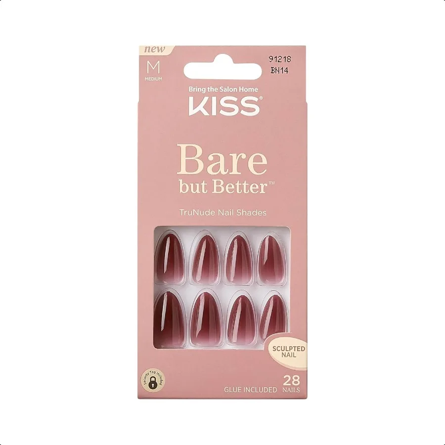 

Bare But Better Pr On Nails Миндаль «Кимилия» Красный Набор для ногтей средней длины В комплект входят 28 скульптурных накладных ногтей Розовый гель-клей для ногтей 2 г