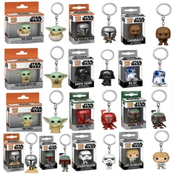 FUNKO Pop New Stormtropper Mandalorian Darth Vader Yoda Keychain PVC Action Figure Collection Model Toys For Children POP