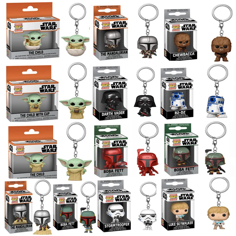 FUNKO Pop New Stormtropper Mandalorian Darth Vader Yoda Keychain PVC Action Figure Collection Model Toys For Children POP