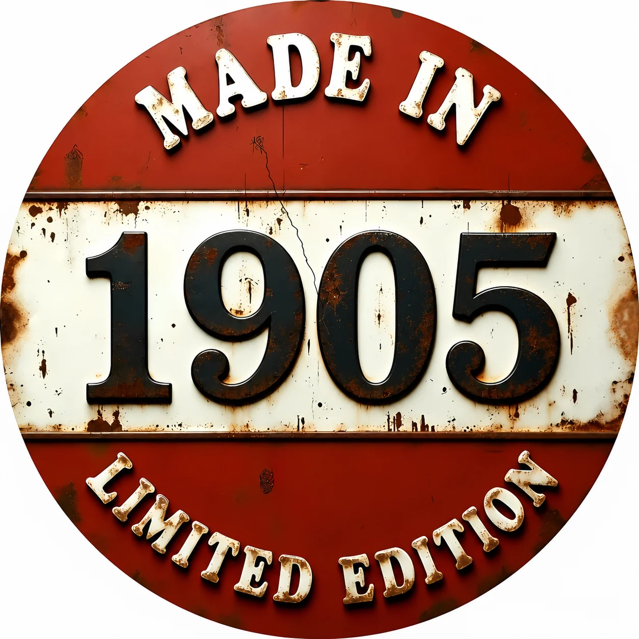 Vintage Round Metal Sign Set Made In 1900‑1909 Limited Edition Retro Wall Plaque for Bar Pub Man Cave Decor