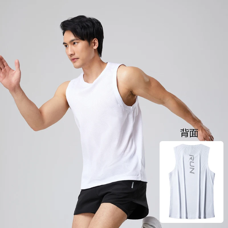 Men Quick‑Dry Sports Tank Top Breathable Mesh Letter Print Sleeveless Running Gym Fitness Workout Vest