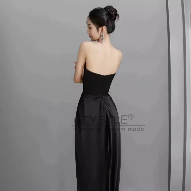 GIYSILE Abito da sera sottile nero sexy moda personalizzato Abito da donna di fascia alta con temperamento per banchetti con sensazione avanzata
