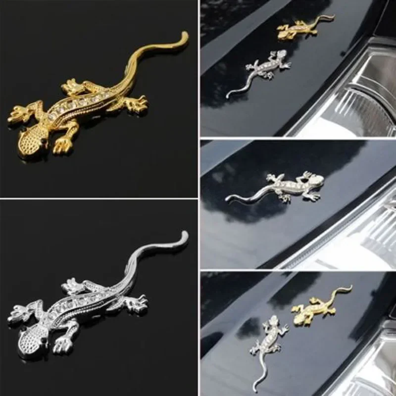 3D Gecko Decorative Metal Solid House Lizard Car Auto Stereo Diamond Badge Emblem Decal Sticker Exterior Accessories CarStickers