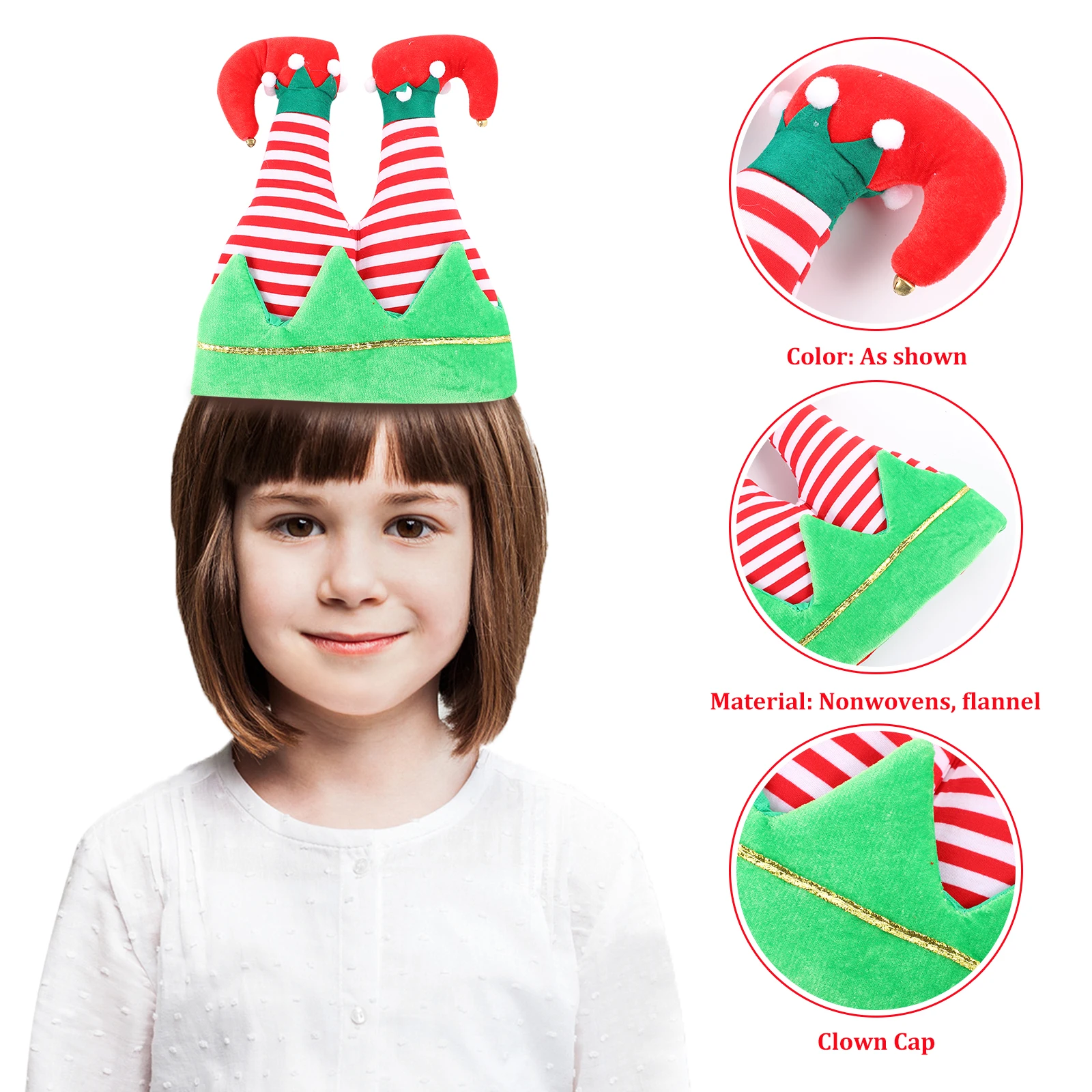 

Clown Christmas Non Fading Adult Christmas Decoration Hat Child Clown Cap Santa Elf Hat Decorative Prop