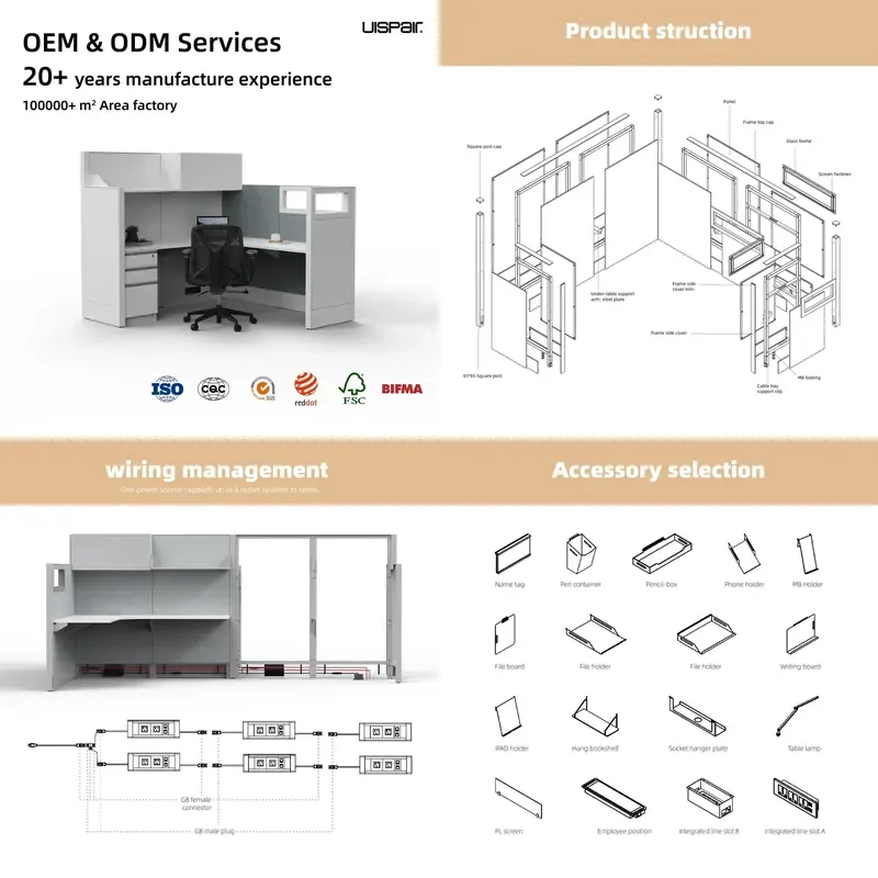 Commercial Modern Cubicle Executive Office Desk 1 Person Workstations Desk with Socket and Shelf