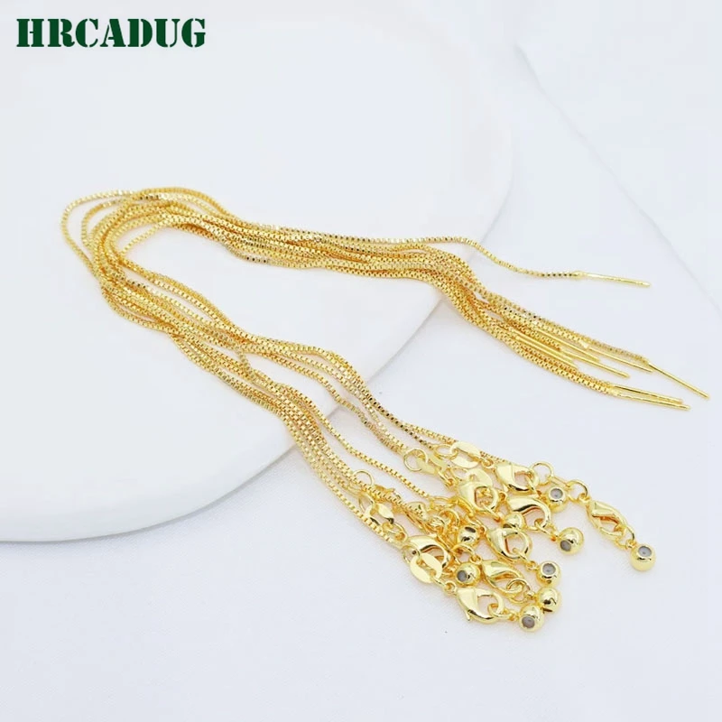 

Woman's Bracelet Chain 18K Gold/Rhodium Plated Brass Metal Box Chains For DIY Jewelry Making Accessories Pin Pull-out Thin Chain