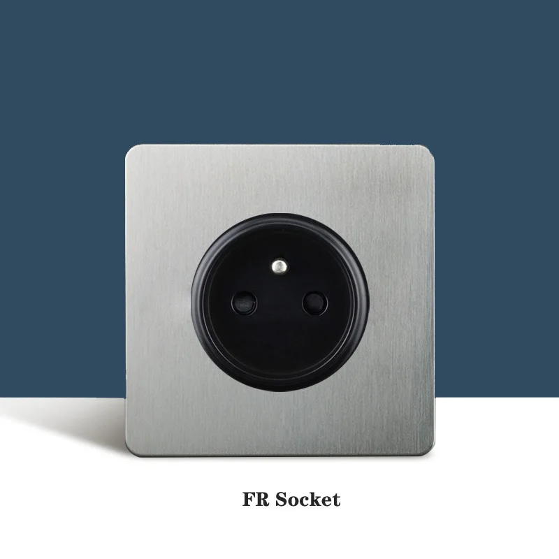 Wall Stainless Steel Brushed Matte Silver Retro Industrial Style 86 Type Metal Toggle Switch Socket Panel