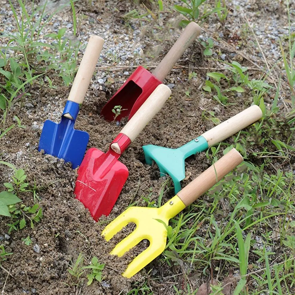 

3pcs Garden Tool Set Blue Red Shovels Fork Wood Handle Metal Blade Dig Loosen Plant Weeding Tools Gardening Accessories Sand