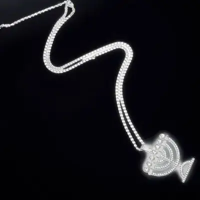 Kalung Liontin Menorah 7 Cabang, Perhiasan Ringan dan Bergaya untuk Wanita Pria, Hadiah Hanukkah, Kalung Rantai, Pesona Estetis