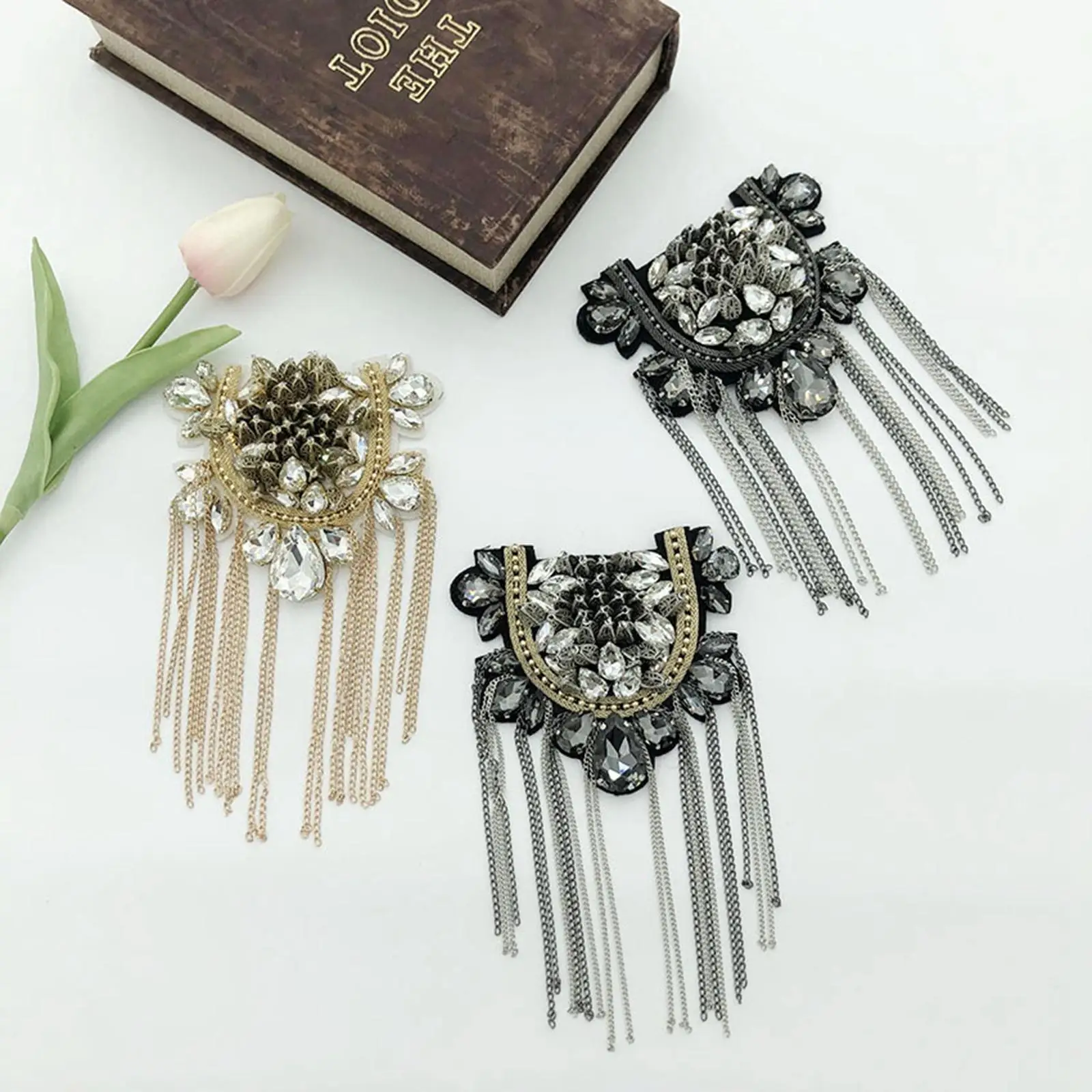 Punk Epaulet with Tassel Shoulder Boards Badge Jewelry Brooch Epaulette for Suit Fancy Dress Coat