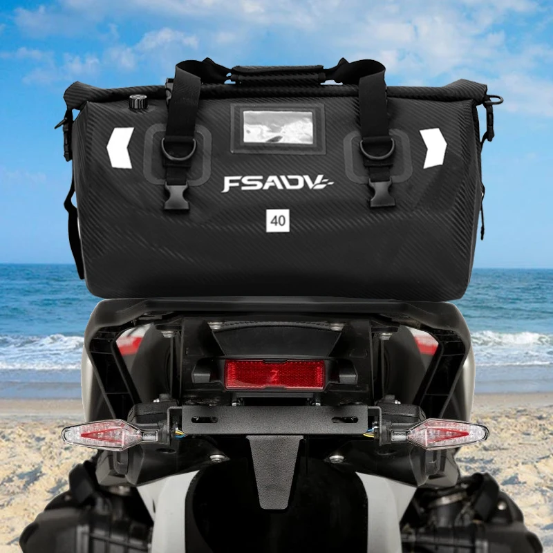 

Carbon Black Motorcycle Waterproof Tail Bag Travel Outdoor Dry Luggage Motorbike Backpack Seat Bag Motor Rear Seat Bag