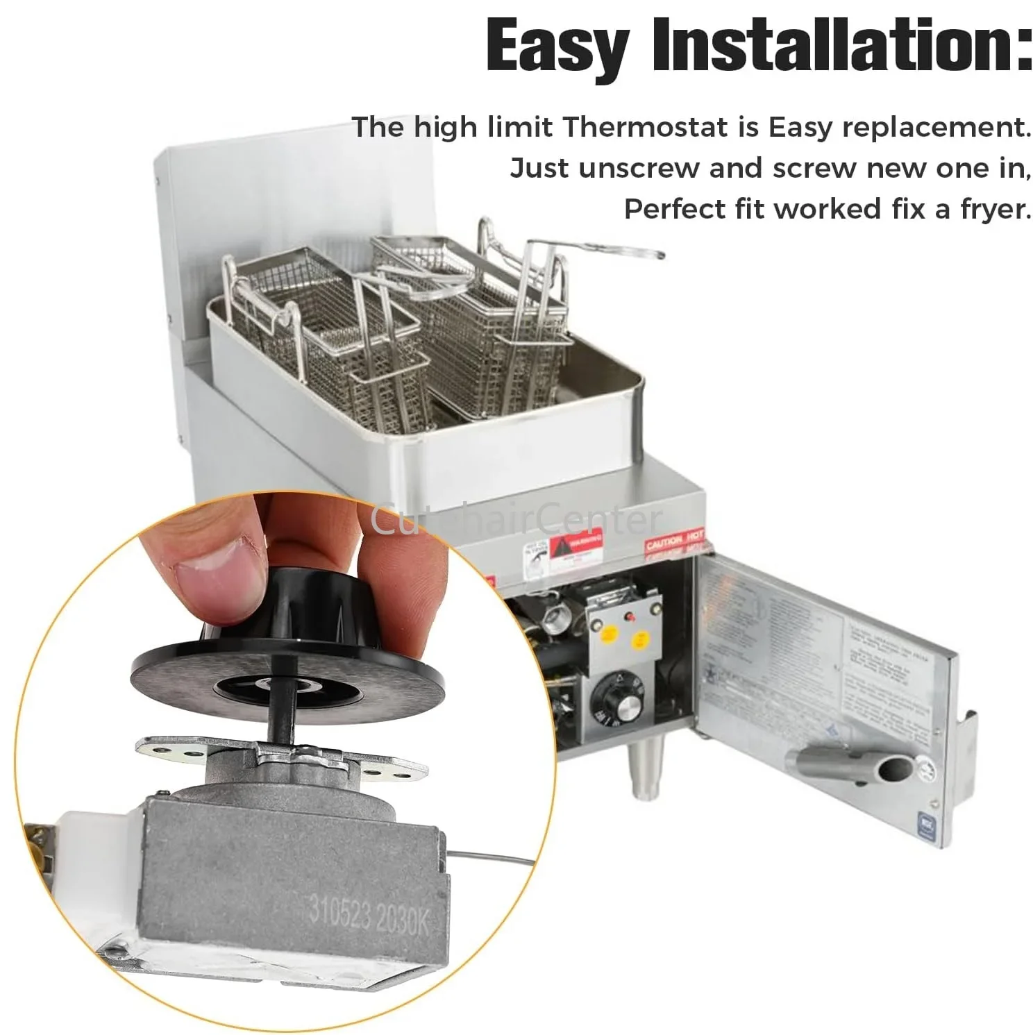 High Limit Switch Safety Thermostat RX-2-24 Knob 3/8" NPT Nut for ADCRAFT Gas Fryer Atosa 301030004 Robertshaw Cecilware Hobart