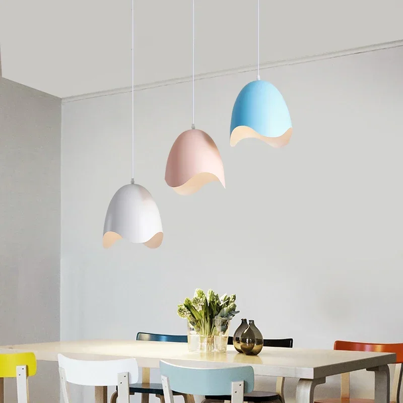 Macaron Nordic Three Head Dining Table Chandelier Creative Egg Shaped Bedroom Bedside Small  Bar Desk Study Lighting