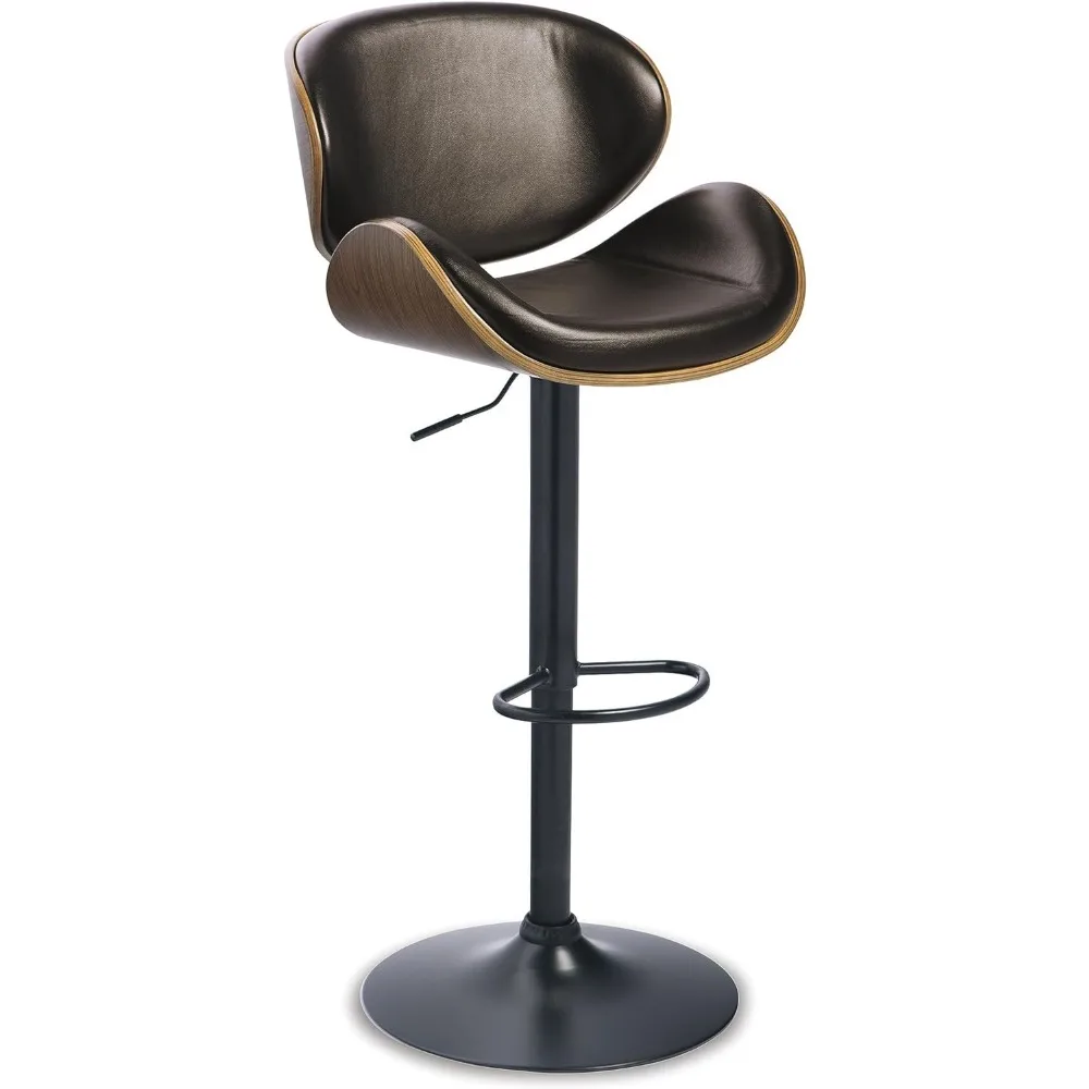 

Bellatier Mid-Century Modern 34" Adjustable Height Curved Bar Stool, Brown&Black Bar stool,used for living room and dining room