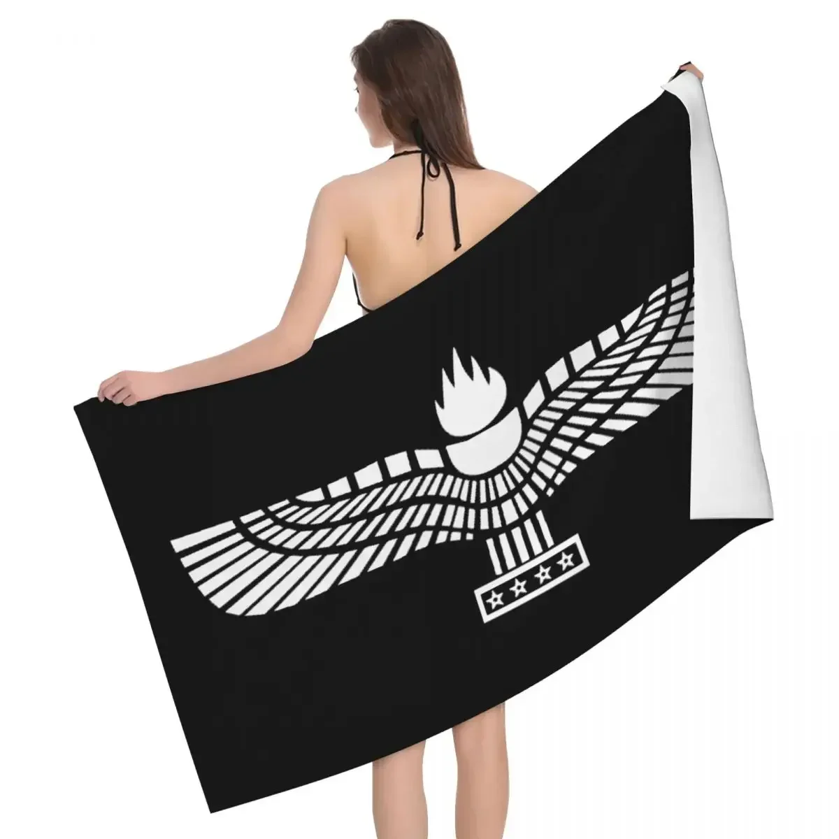 Custom Syriac Suryoyo Flag Beach Bath Towel Microfiber Aramean Shower Sports Yoga Towels