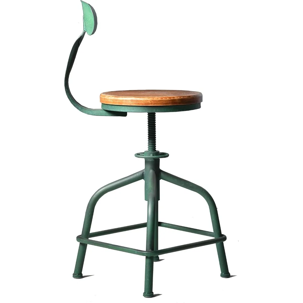 Taburete de cocina rústico estilo granja con asiento redondo, taburetes de bar giratorios de altura ajustable para decoración industrial