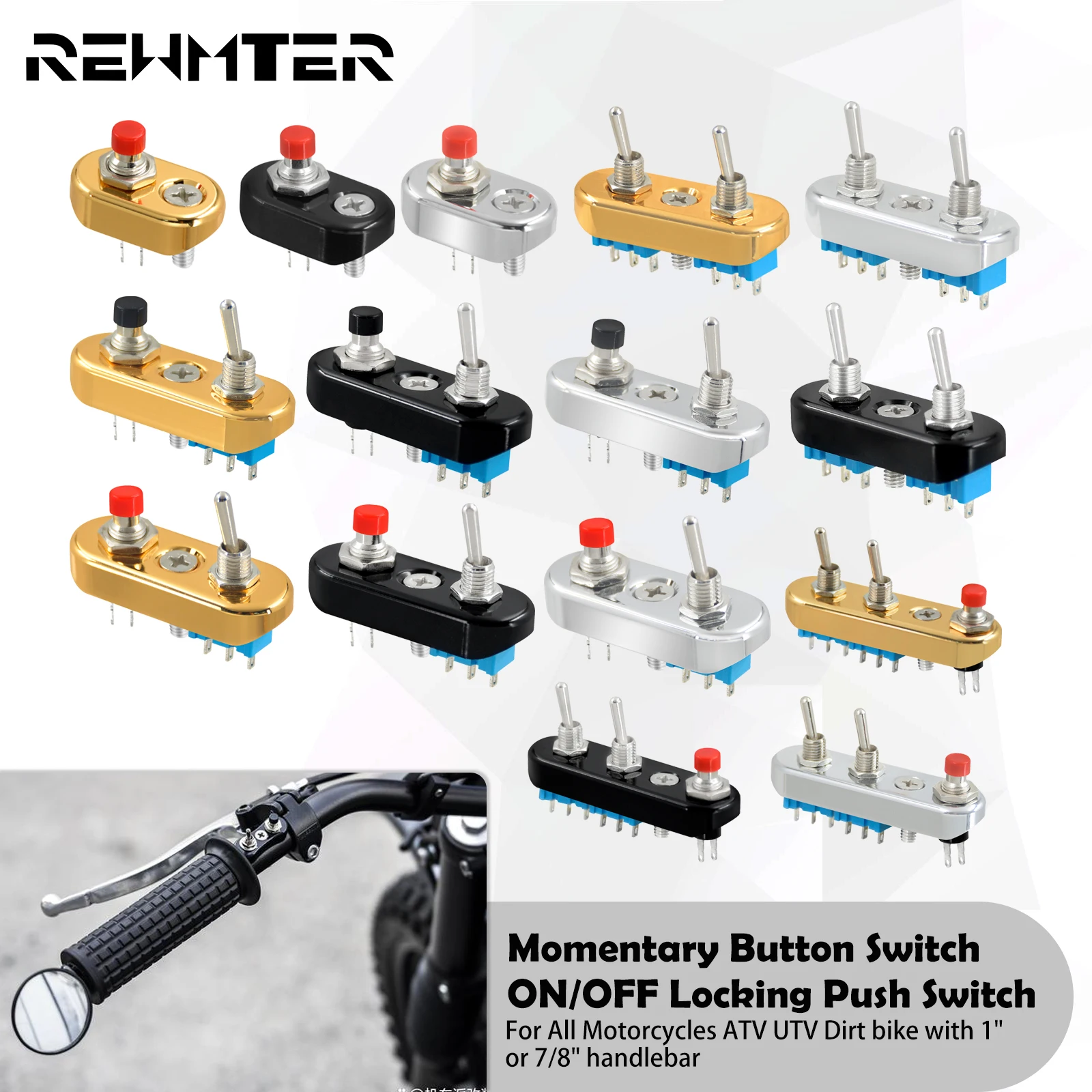 

Motorcycle 7/8" 1" Handlebar Mini Switch ON/OFF/ON Toggle Push Button Block For Harley Touring Softail Sportster Bobber Chopper