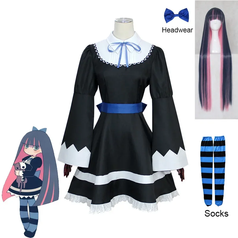 Anime Anarchy Stocking Cosplay Dress Panty & Stocking With Garterbelt Wig Headwear Halloween Carnival Costumes