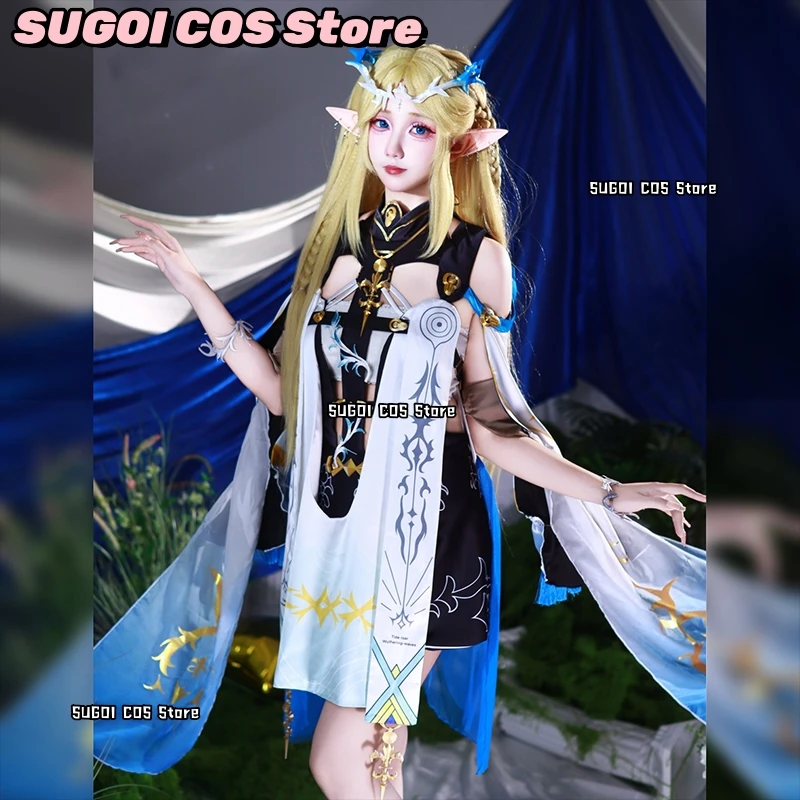 Cartethyia أنيمي تأثيري Wuthering موجات زي Cartethyia فستان مثير شعر مستعار موحدة لعبة أنيمي لعب الأدوار الزي فساتين حريمي