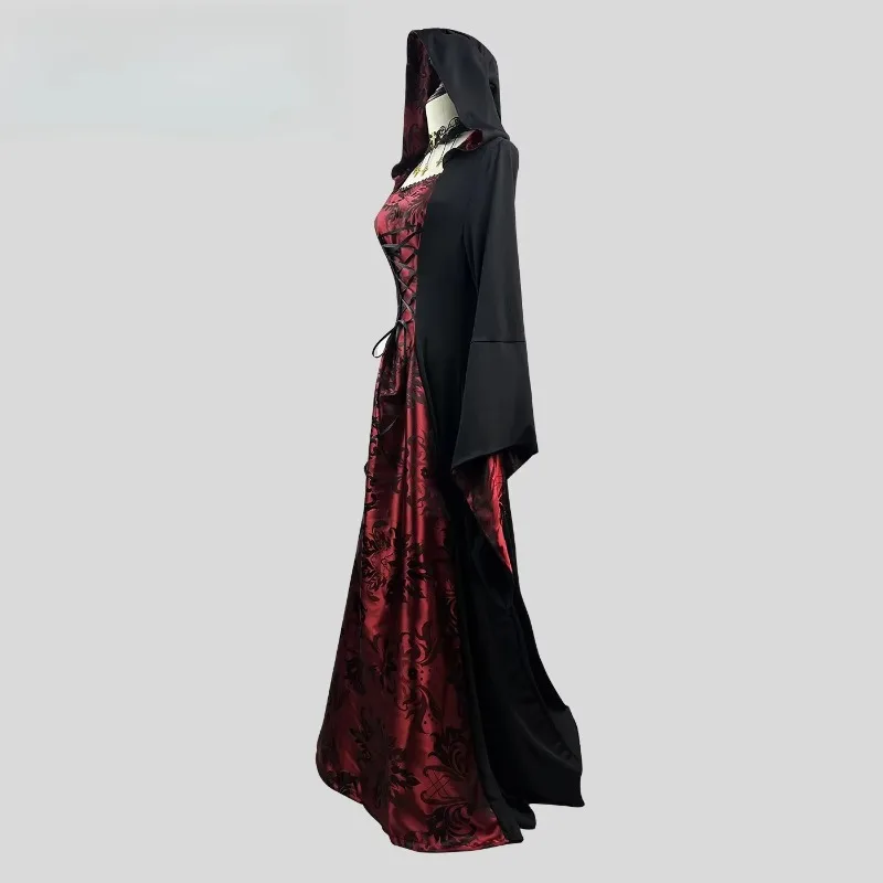 Halloween Role Play Costume Dress Vampire Carnival Party Medieval Retro Gothic Hoodie Witch Robe Adult Women