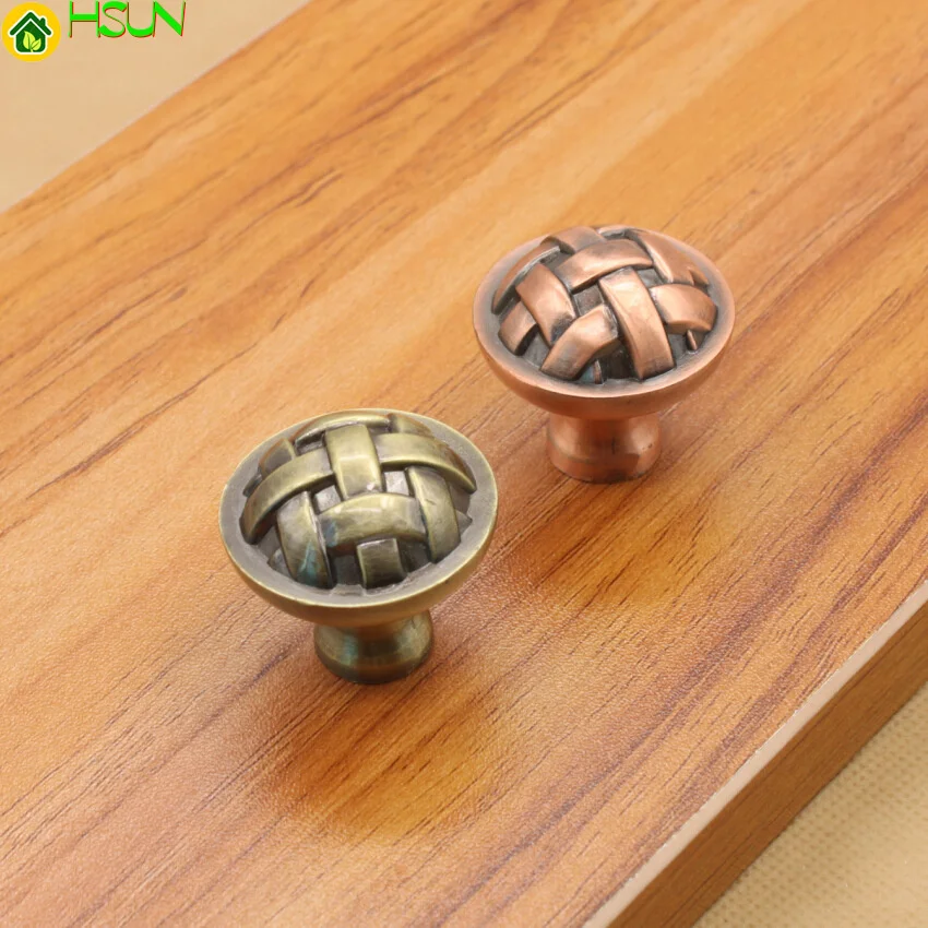 

2 pcs Antique handle European single hole round green ancient red bronze handle cupboard furniture wardrobe door classic solid