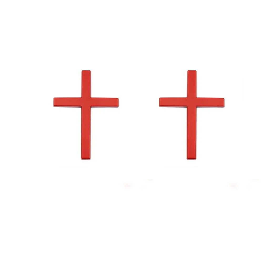 2Pcs 3D Stereo Cross Badge Stickers Cross Design Protection Symbol 3D Metal Cross Car Sticker Metal Material Christian Symbol