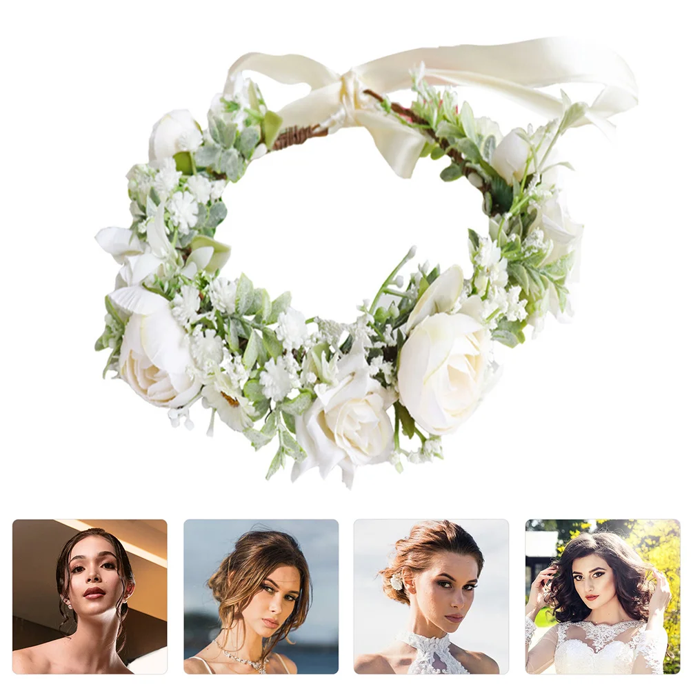 

Wedding Wreath Decorative Cloth Plastic Bridal Rose Flower Hanging Babysbreath Bride Practical