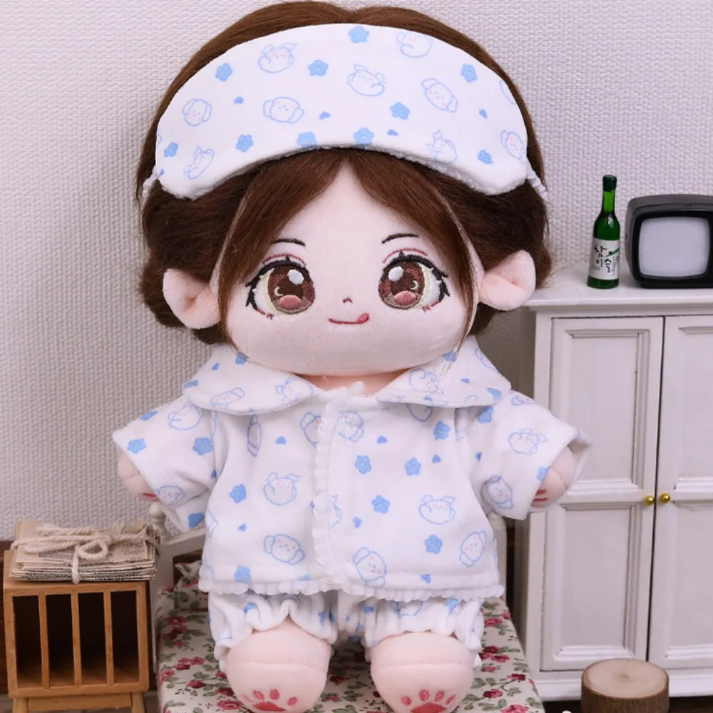 Doll Clothes for 20cm Idol Dolls Baby Doll Lovely Pajamas with Eye Mask Stuffed Cotton Toy for Korea Kpop Star Doll Accessories