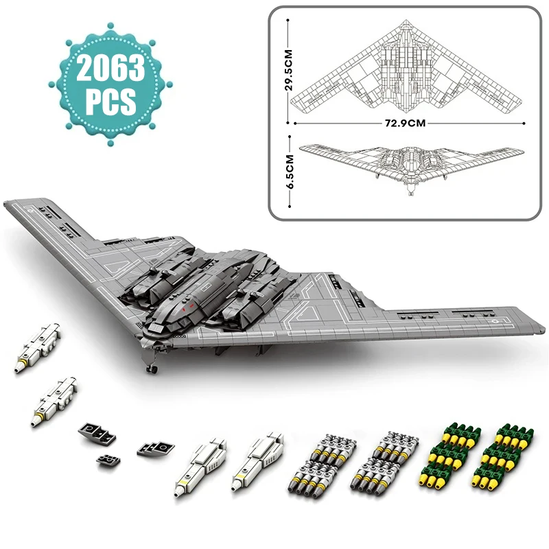 2024 Military Technical USA B2 Bomber Ghost Fighter Building Blocks Set WW2 Special Missile MOC Bricks Model Toys for Kids Gifts