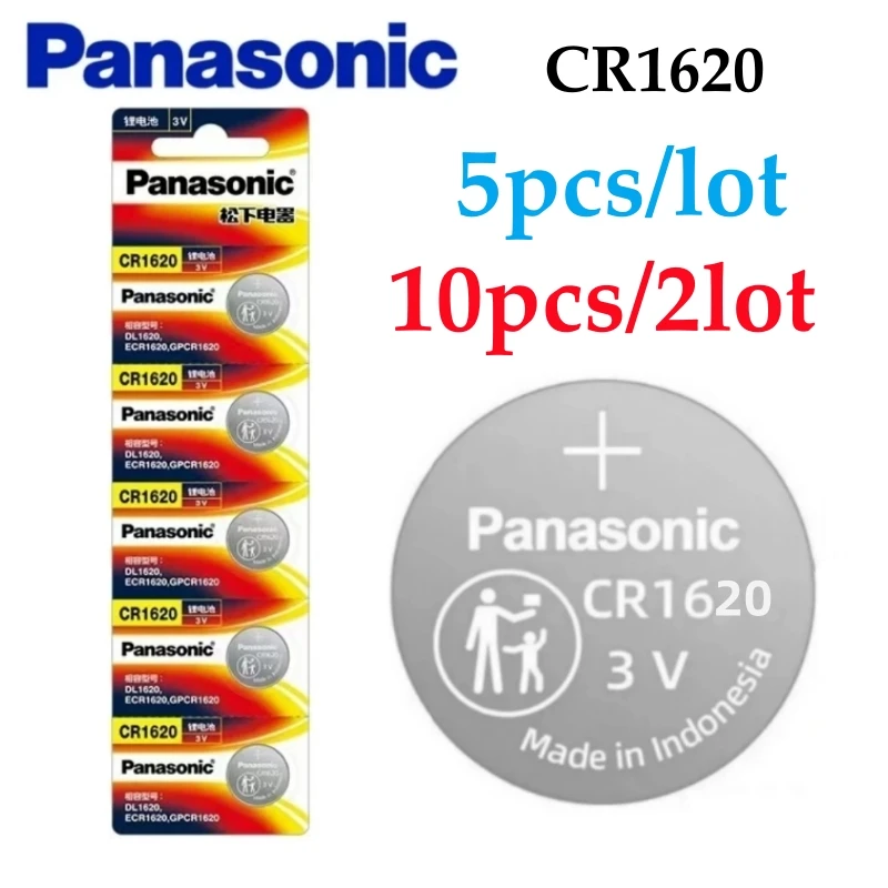 10pcs Original Panasonic CR1620 3V ECR1620 Lithium Battery CR 1620 For Control Watch Motherboard Scale Button Coin Cells