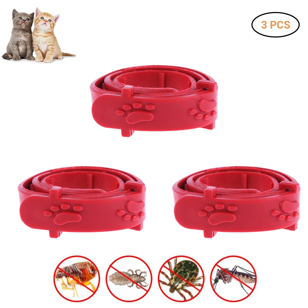 Pet Flea Collar Red Adjustable Pet Cat Anti Flea Mite Tick Collar Cat Flea Prevention Collar Pet Supplies Anti Flea Pet Necklace