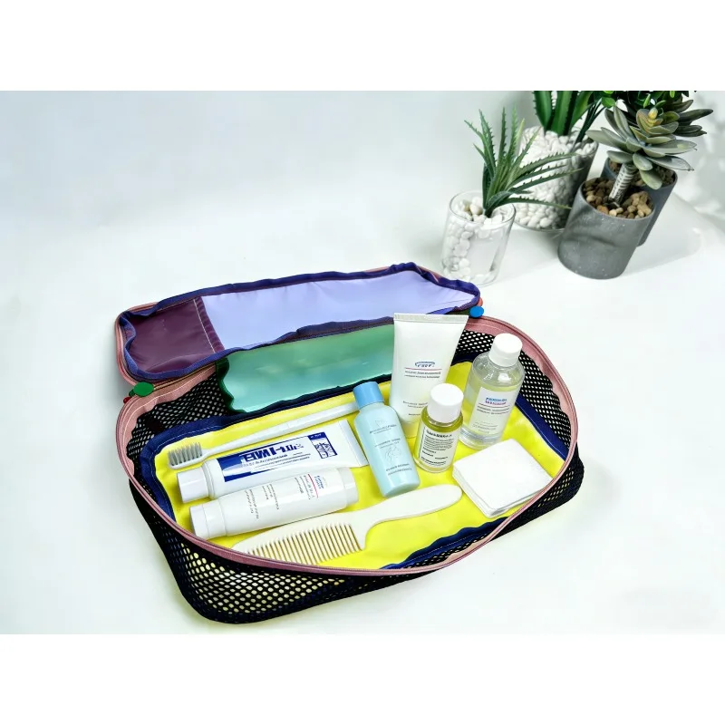 Dreiteilige Aufbewahrungstasche mit Reißverschluss, leicht und im lässigen Stil, geeignet für Make-up, Reise- und Business-Taschen für Toilettenartikel. – Detail 4