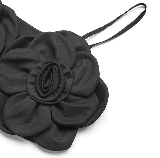 2025 Новая персонализированная эластичная женская сексуальная черная майка с 3D цветком