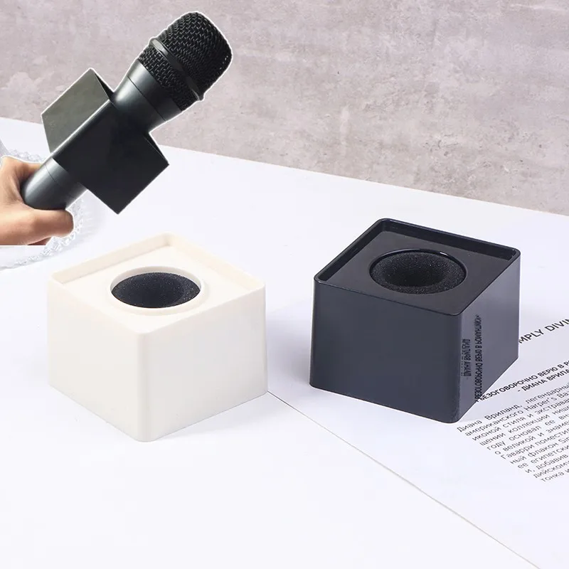 1Pc Square Microphone Flag Mic Station Cube Interview Square Box Holder Reporter Decor Flags News Square Accessories
