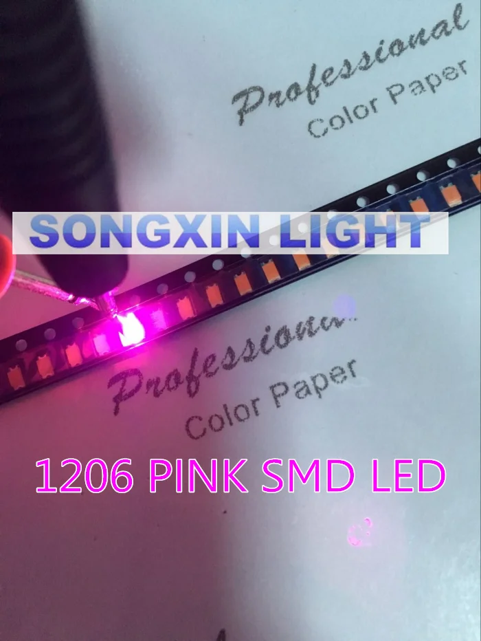 100pcs SMD SMT 1206 Pink Super bright LED lamp light High quality New 1206 SMD LED 3216 PINK 1206 DIODES 3.2*1.6*0.8MM