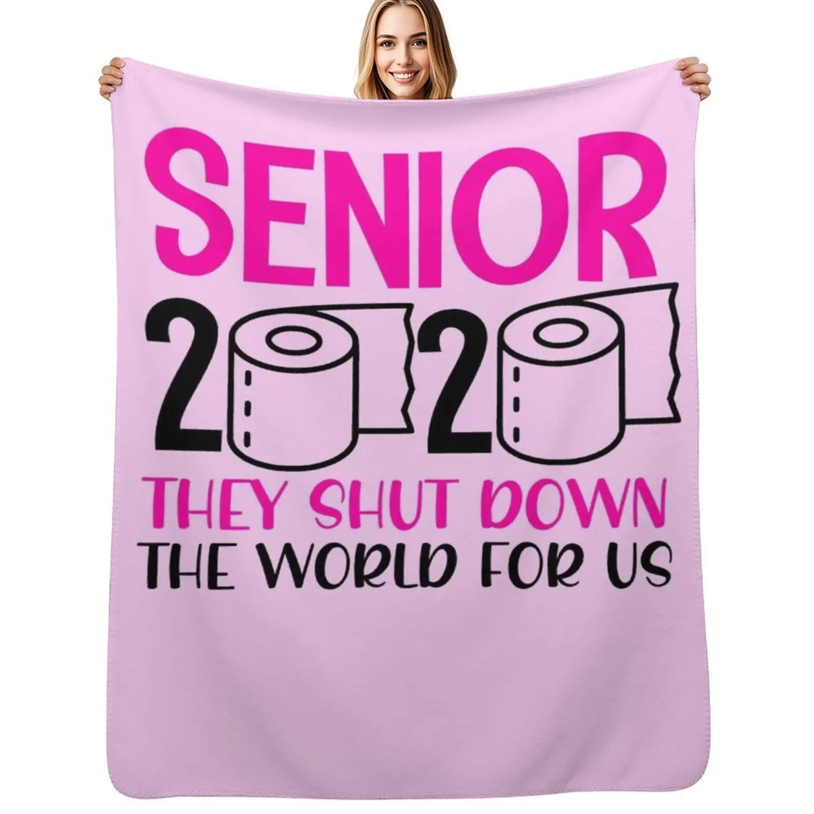 funny senior year class of 2020 quarantine toilet paper high school graduation Throw Blanket Machine washable soft blanket