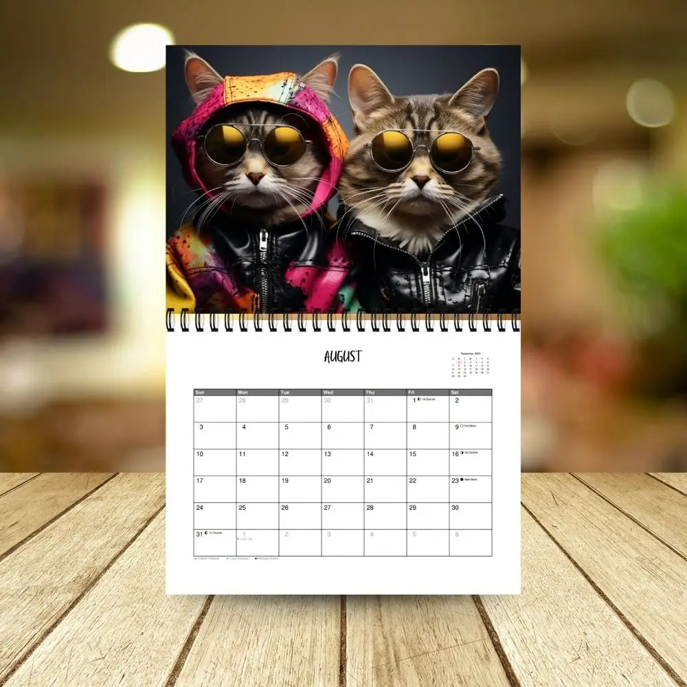 

New Cat Calendar 2025 Stylish Cats Calendar Funny Wall Calendar New Year Home Decoration 12 Months Spiral Calendar Game Calendar