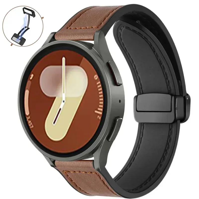 

Leather Silicone Strap For Samsung Galaxy Watch 4 5 6 7 40/44mm Magnetic Band Galaxy Watch 4/6 Classic 43mm 47mm 42mm 46mm bands