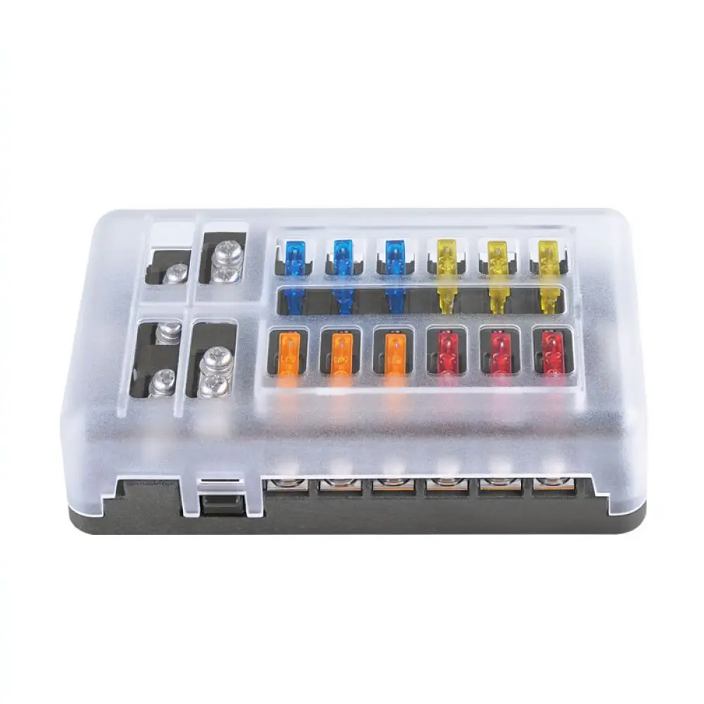 For For Yudai Car Boat Marine Rv Fuse Block 12 Circuit Blade Fuse Holder With Bus Bar 32V 100A Electrical Distribution Unit