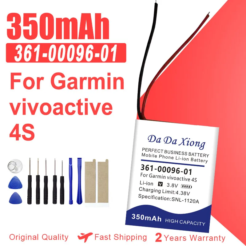 350mAh 361-00096-01 Brand-New GPS Watch Battery for Garmin vivoactive 4S Replace Batteries