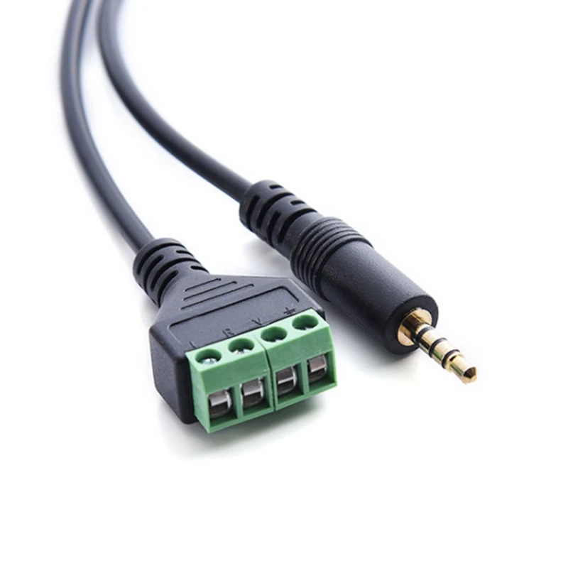 3.5mm Screw Terminal Adapter Speaker Cable 4-Core Stereo TRRS Male Hole to AV 4 Screw Terminal Balun Connector Cable