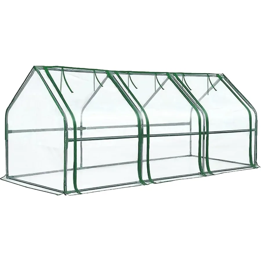 

Greengro Mini Greenhouse 95" x 36" x 36" Portable Greenhouses for Outdoors with Roll-up Zipper Door Ground Stakes and 20 T-Shap