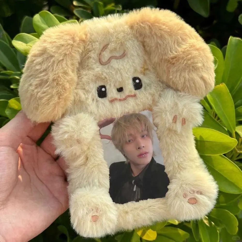 Cute Cartoon Rabbit/Dog Plush Photocard Case Photo Card Holder Portable INS Card Case Idol Photos Protective Cover