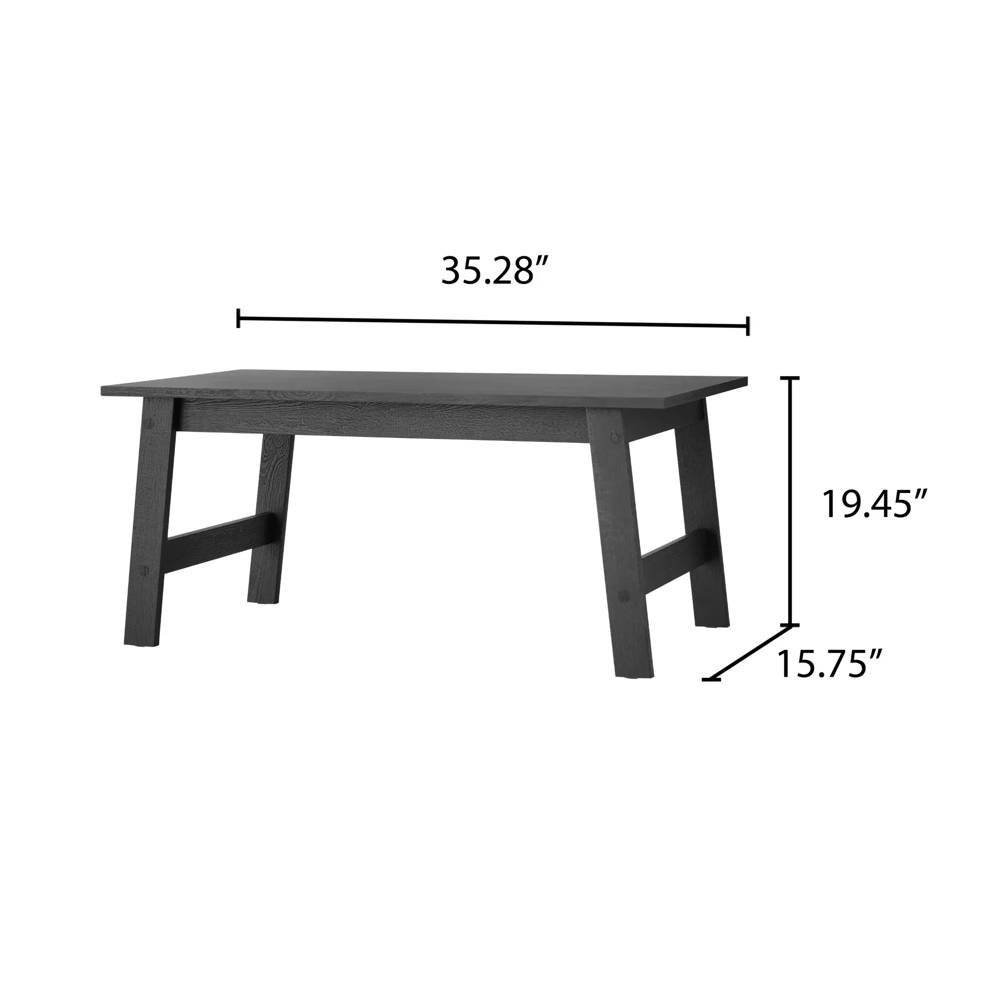 Modern Rectangle Coffee Table Black Wood, Sturdy Sofa Table for Living Room, Farmhouse & Apartment Style Decor Piece
